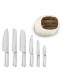 Set of Kitchen Knives and Stand Smeg KBSF02CR Cream Stainless steel