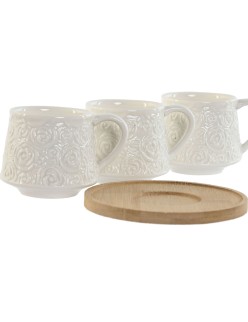 Tasse Home ESPRIT Blanc Bambou Porcelaine 90 ml
