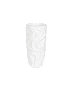 Plantador Home ESPRIT Branco Fibra de Vidro Ondas 35 x 35 x 71 cm