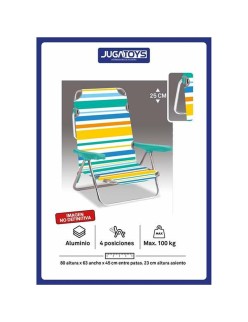 Folding Chair with Headrest 80 x 65 x 45 cm Multi-position Striped