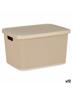 Storage Box with Lid Kipit 041262-5 Beige Plastic 19 L 28 x 22 x 39 cm (12 Units)