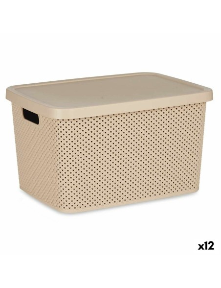 Storage Box with Lid Kipit 041262-5 Beige Plastic 19 L 28 x 22 x 39 cm (12 Units)