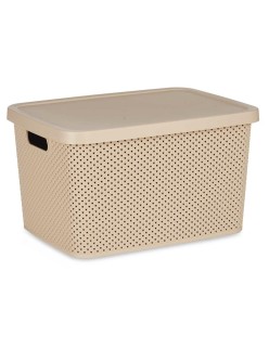 Storage Box with Lid Kipit 041262-5 Beige Plastic 19 L 28 x 22 x 39 cm (12 Units)