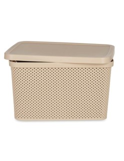 Storage Box with Lid Kipit 041262-5 Beige Plastic 19 L 28 x 22 x 39 cm (12 Units)