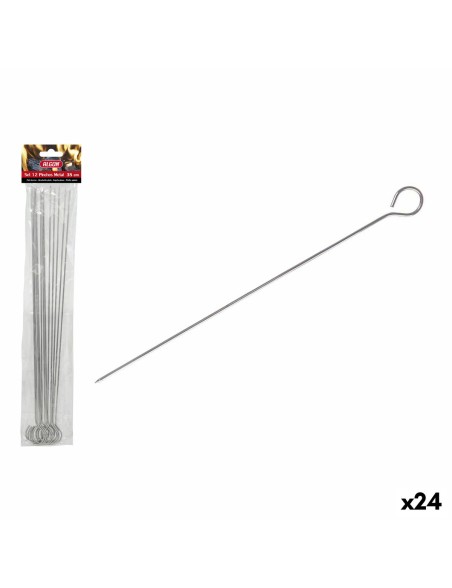 Barbecue Skewer Set Algon Metal 35 cm 12 Pieces (24 Units)