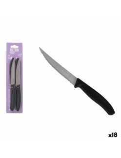 Set de Cuchillos para Carne Quttin Negro Plateado Acero Inoxidable 11 cm 4 Piezas (18 Unidades)