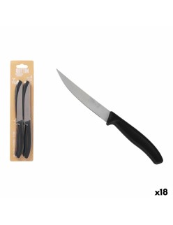 Set de Cuchillos para Carne Quttin 11 cm Negro Plateado Acero Inoxidable 4 Piezas (18 Unidades)