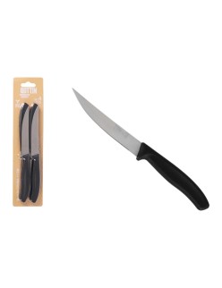 Set de Cuchillos para Carne Quttin 11 cm Negro Plateado Acero Inoxidable 4 Piezas (18 Unidades)