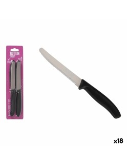 Set di Coltelli Quttin Nero Argentato Acciaio inossidabile 11 cm 4 Pezzi (18 Unità)