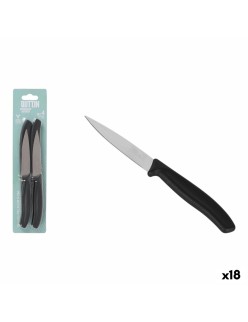 Set di Coltelli per Pelare Quttin Basic Nero Argentato Acciaio inossidabile 9 cm 4 Pezzi (18 Unità)