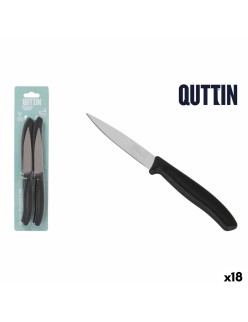 Set di Coltelli per Pelare Quttin Basic Nero Argentato Acciaio inossidabile 9 cm 4 Pezzi (18 Unità)