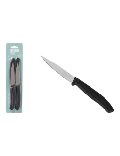 Set di Coltelli per Pelare Quttin Basic Nero Argentato Acciaio inossidabile 9 cm 4 Pezzi (18 Unità)