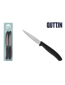 Set di Coltelli per Pelare Quttin Basic Nero Argentato Acciaio inossidabile 9 cm 4 Pezzi (18 Unità)