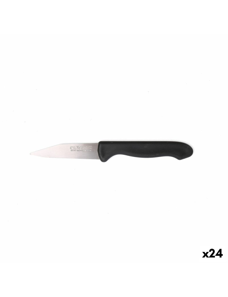 Set di Coltelli per Pelare Cuyfor Nero Argentato Acciaio inossidabile 7,5 cm 6 Pezzi (24 Unità)