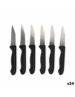 Schälmesserset Cuyfor Schwarz Silberfarben Edelstahl 7,5 cm 6 Stücke (24 Stück)