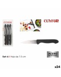 Set di Coltelli per Pelare Cuyfor Nero Argentato Acciaio inossidabile 7,5 cm 6 Pezzi (24 Unità)