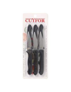 Set di Coltelli per Pelare Cuyfor Nero Argentato Acciaio inossidabile 7,5 cm 6 Pezzi (24 Unità)