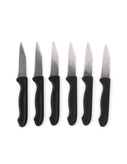Set di Coltelli per Pelare Cuyfor Nero Argentato Acciaio inossidabile 7,5 cm 6 Pezzi (24 Unità)