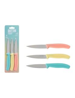Set di Coltelli per Pelare Quttin Basic Multicolore Acciaio inossidabile 9 cm 3 Pezzi (18 Unità)