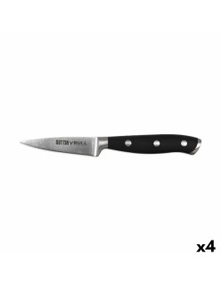 Coltello Spelucchino Quttin Bull Nero Argentato Acciaio inossidabile 9 cm (4 Unità)