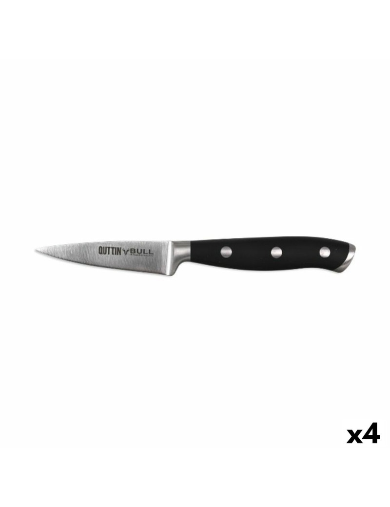 Coltello Spelucchino Quttin Bull Nero Argentato Acciaio inossidabile 9 cm (4 Unità)