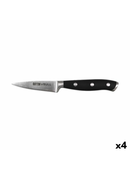 Coltello Spelucchino Quttin Bull Nero Argentato Acciaio inossidabile 9 cm (4 Unità)