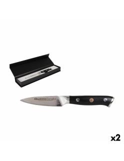 Coltello Spelucchino Quttin Damaskus Nero Argentato Acciaio inossidabile 9 cm (2 Unità)