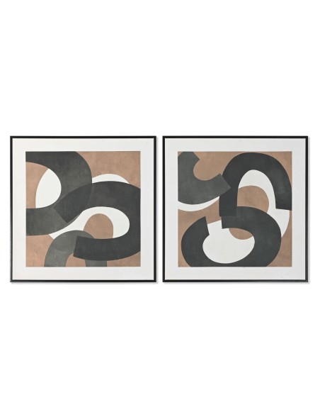 Painting Home ESPRIT Brown Black Green Abstract Urban 80 x 4 x 80 cm (2 Units)