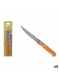 Set di Coltelli Quttin Natura Marrone Argentato Acciaio inossidabile 10,5 cm 4 Pezzi (12 Unità)