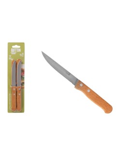 Set di Coltelli Quttin Natura Marrone Argentato Acciaio inossidabile 10,5 cm 4 Pezzi (12 Unità)