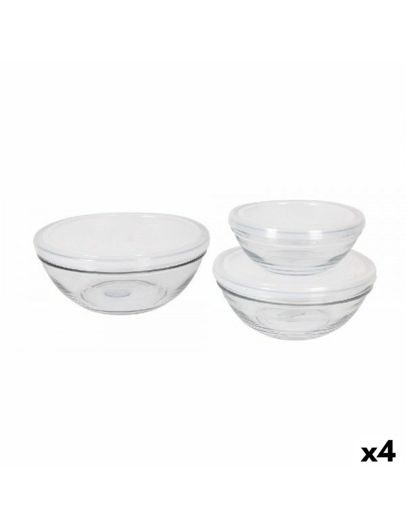 Set of bowls Duralex Lys With lid 3 Pieces (4 Units)  