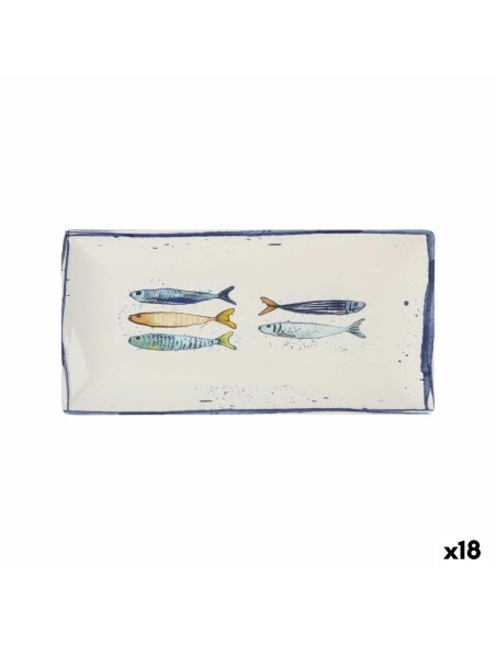 Plat à Gratin La Mediterránea Peixe Rectangulaire Poissons 30 x 15 x 2 cm (18 Unités)