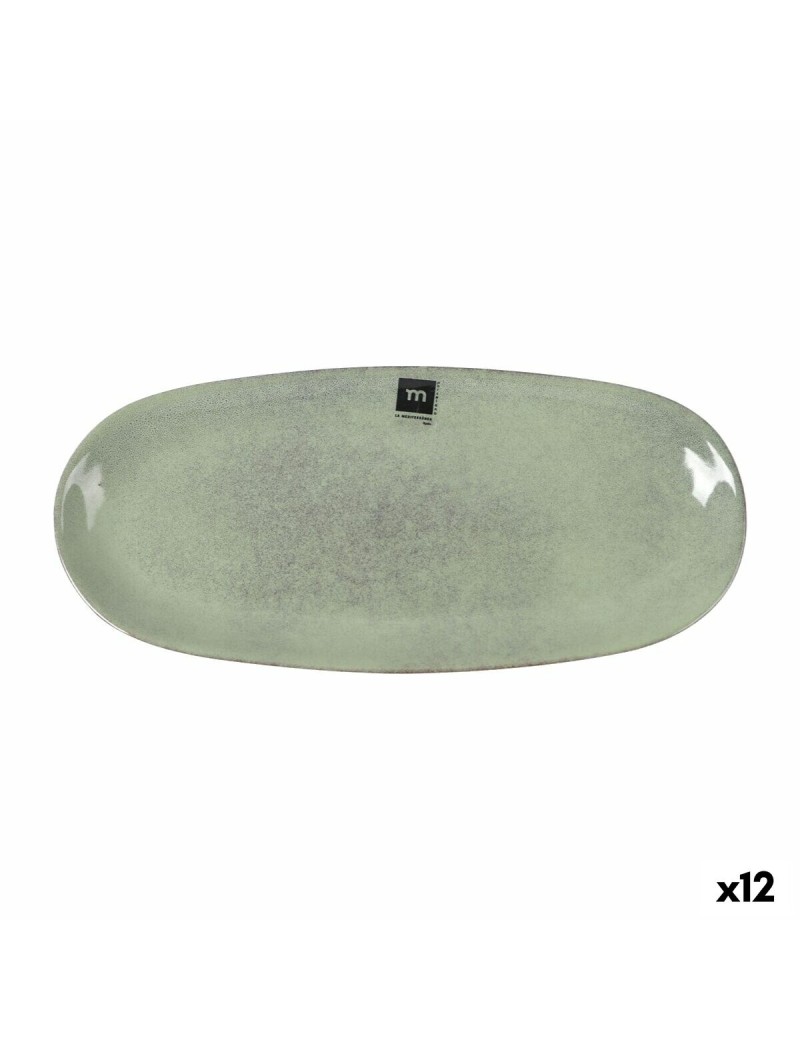 Serving Platter La Mediterránea Macarella green Oval 33 x 14,8 x 2,7 cm (12 Units)