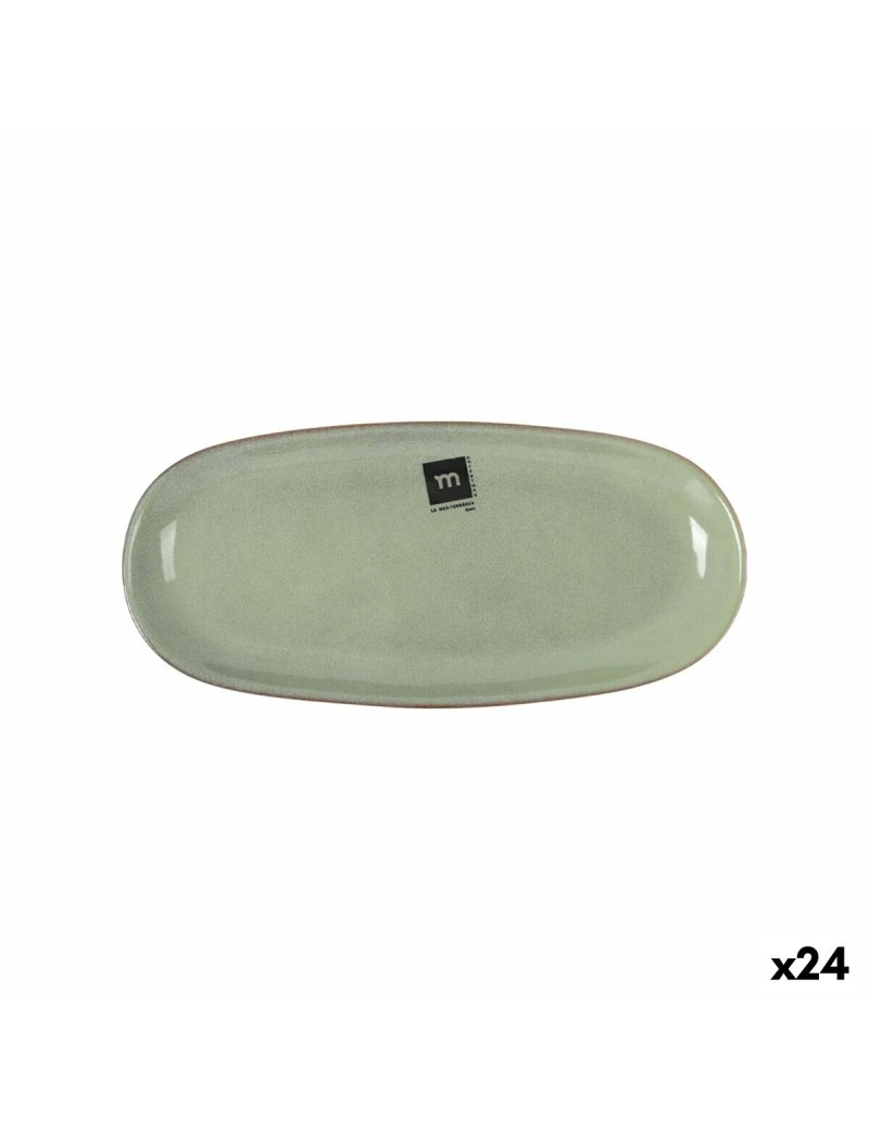 Serving Platter La Mediterránea Macarella green Oval 25 x 12 x 2,2 cm (24 Units)