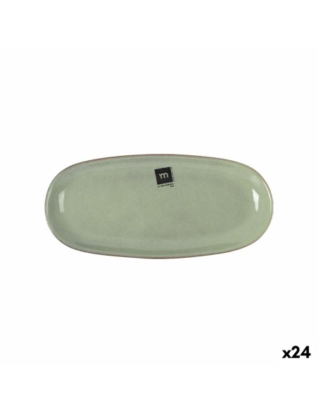 Serving Platter La Mediterránea Macarella green Oval 25 x 12 x 2,2 cm (24 Units)