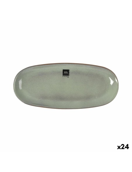 Serving Platter La Mediterránea Macarella green Oval 29 x 13,5 x 2,4 cm (24 Units)
