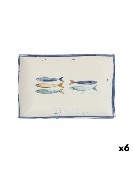 Plat à Gratin La Mediterránea Peixe Rectangulaire Poissons 30 x 20 x 2,5 cm (6 Unités)