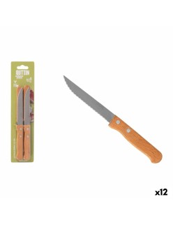 Set de Cuchillos para Carne Inde Natura Marrón Plateado 10,5 cm Multiusos 4 Piezas (12 Unidades)