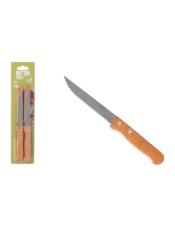 Set de Cuchillos para Carne Inde Natura Marrón Plateado 10,5 cm Multiusos 4 Piezas (12 Unidades)