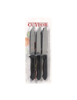 Set di Coltelli per Carne Cuyfor Nero Argentato 12 cm 6 Pezzi (24 Unità)