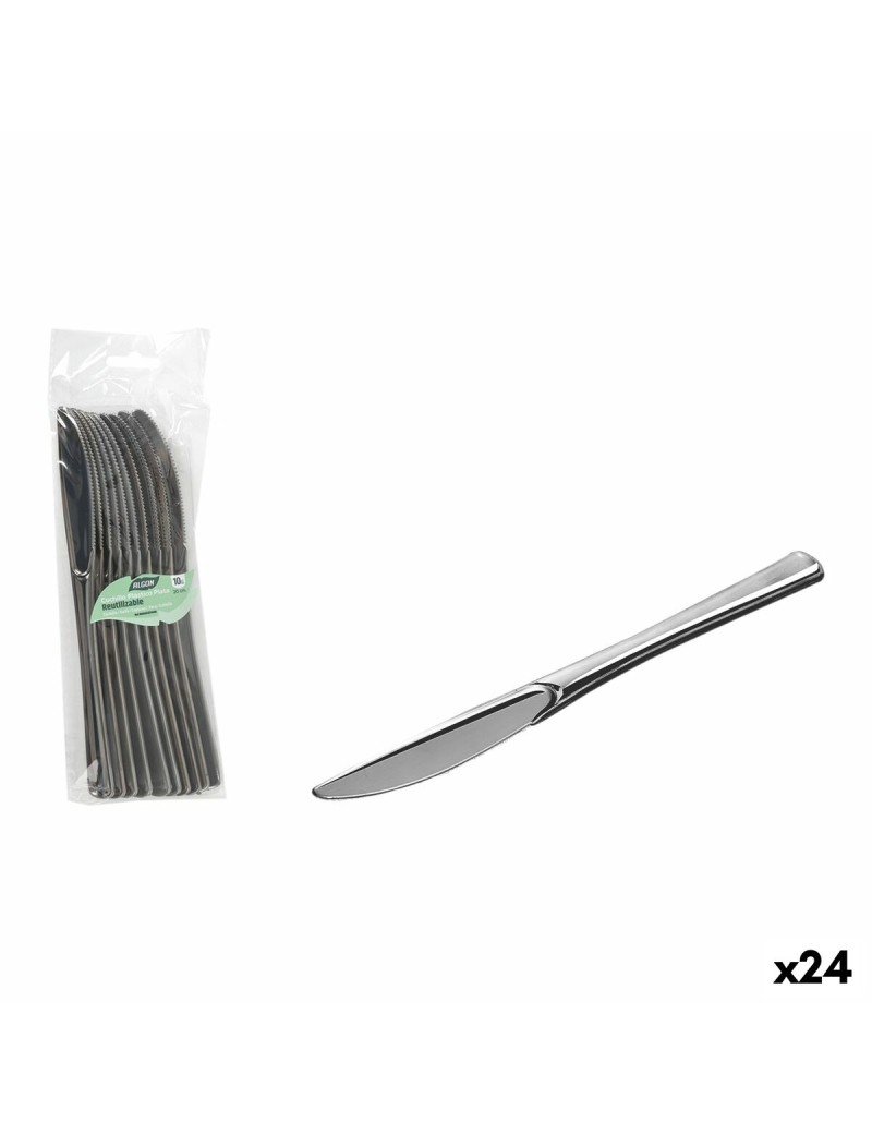 Set de couteaux réutilisables Algon Argenté Plastique 20 cm 10 Pièces (24 Unités)