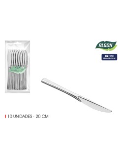 Set de couteaux réutilisables Algon Argenté Plastique 20 cm 10 Pièces (24 Unités)