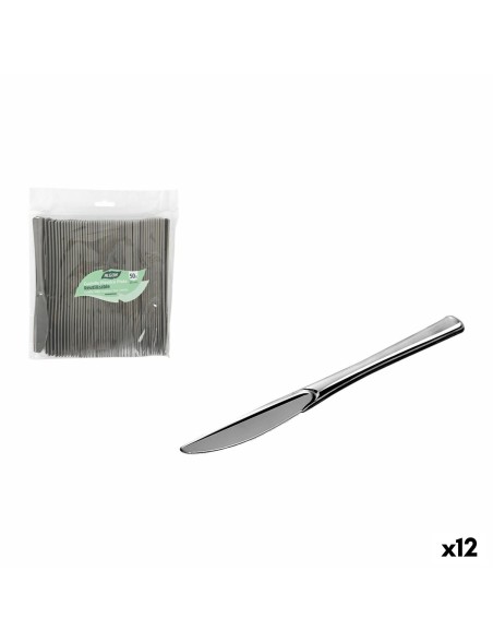 Set de couteaux réutilisables Algon Argenté Plastique 20 cm 50 Pièces (12 Unités)