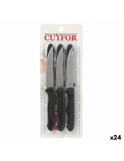Set di Coltelli Cuyfor Filo Nero Argentato 10 cm 6 Pezzi (24 Unità)