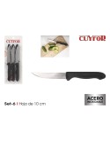 Set di Coltelli Cuyfor Filo Nero Argentato 10 cm 6 Pezzi (24 Unità)