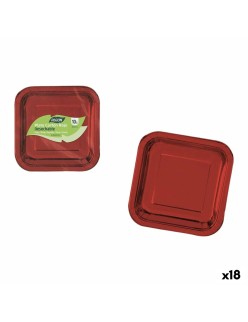 Plate set Algon Red 23 cm 10 Pieces (18 Units)
