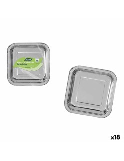 Plate set Algon Silver 23 cm 10 Pieces (18 Units)