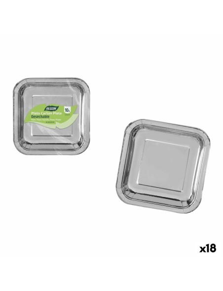Plate set Algon Silver 23 cm 10 Pieces (18 Units)