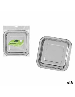 Plate set Algon Silver 26 cm 3 Pieces (18 Units)