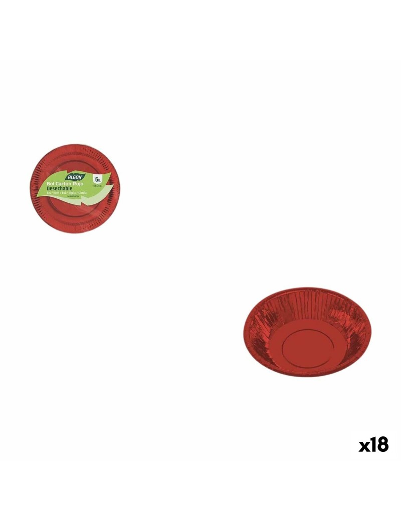 Plate set Algon Red 450 ml 6 Pieces (18 Units)